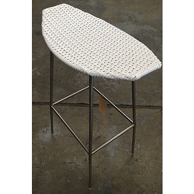 Plastic Wicker With Stainless Steel Framed Bar Stools - Lot Of Four
