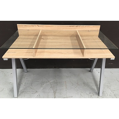 Contemporary Glass Topped Laminated Timber Desk