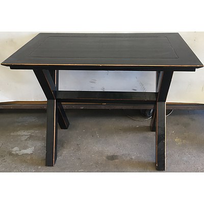 Solid Stained Finish Computer Desk And Small Dining Table - Lot Of Two