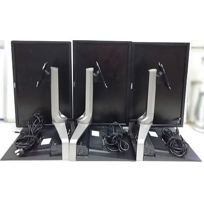 Dell Monitors (Two Damaged) and Dell PROX2 E-Port Port Replicator With Monitor Stand and Power Adapters - Lot of 6