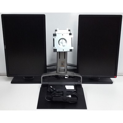 Dell P2213t 22 Inch Widescreen LCD Monitor & Dell PROX2 E-Port Docking Station - Lot of Two