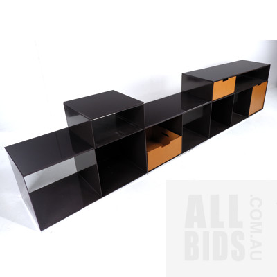 Flexform Infinity Wall System with Leather Drawers Designed by Arch A Citterio,