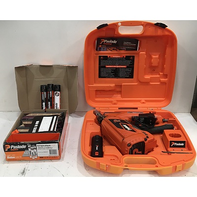 Paslode Impulse Framemaster Framing Nailer With Battery, Charger, Fuel Cells And Nails