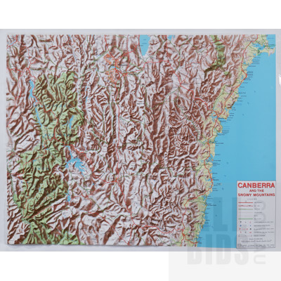 Vintage Three Dimensional moulded Plastic Map of Canberra and Surrounds