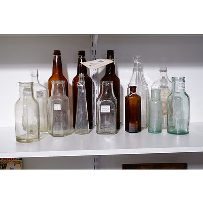 Assortment of Antique and Vintage Bottles including Shellite and Vinegar