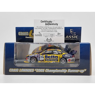 Classic Carlectables 2005 Ford BA Falcon Betta Electrical Champ Runner Up Craig Lowndes 162/2500 1:43 Scale Model Car