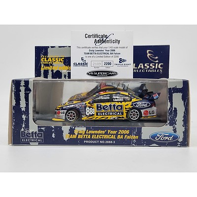 Classic Carlectables 2006 Ford BA Falcon Betta Electrical Craig Lowndes 2189/2200 1:43 Scale Model Car
