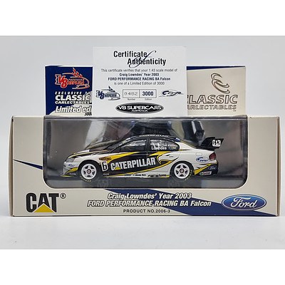 Classic Carlectables 2003 Ford BA Falcon Ford Performance Racing Caterpillar Craig Lowndes 482/1000 1:43 Scale Model Car