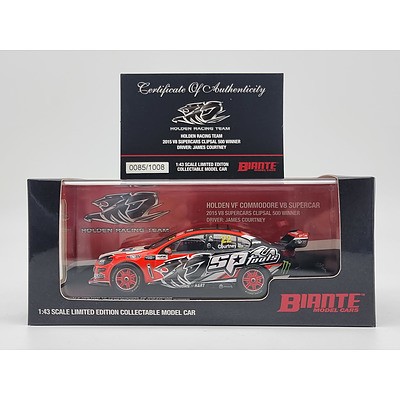 Biante 2015 Holden VF Commodore SP Tools Clipsal 500 HRT Winner James Courtney 85/1008 1:43 Scale Model Car