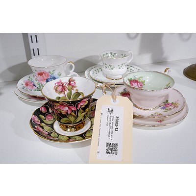 Three Vintage Trios and a Royal Albert 'Provincial Flowers' Duo