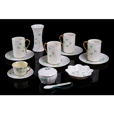 Group of Vintage Bellek Clover Pattern Porcelain including Millenial Set