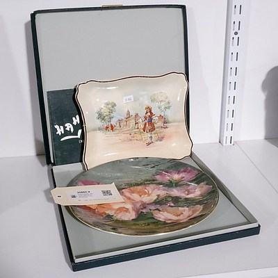 Boxed Royal Doulton Limited Edition 'Dreaming Lotus' Collector Plate and a Vintage 'Charles at Chelsea' Sandwich plate