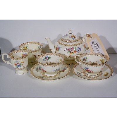 Vintage Crown Staffordshire 'Lynton' Tea Set for Two - 8 Pieces
