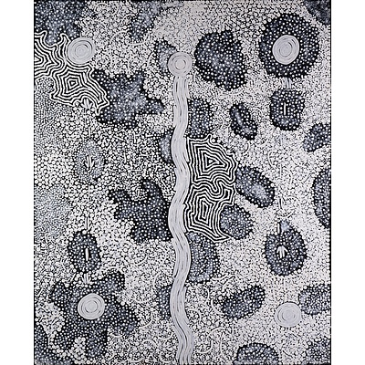 Rachel Jurra Napaltjarri (born 1961 Warlpiri language group), Women's Dreaming, Synthetic Polymer Paint on Canvas