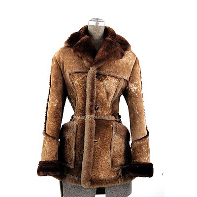 English Made Pure Sheepskin Coat with Fur Lining and Details