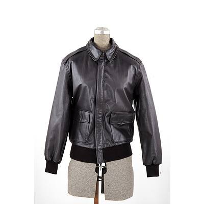 Australian Made Dark Chocolate Air Force Leather Collared Bomber Jacket