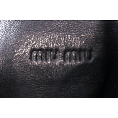 Miu Miu Italian Made Black Leather Shoulder Bag with Contrast Stitching