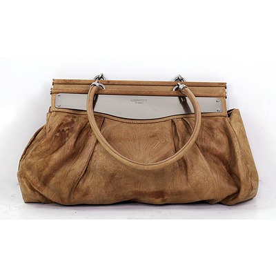 Liberty of London Tan Embossed Leather Hand Bag with Metal Details