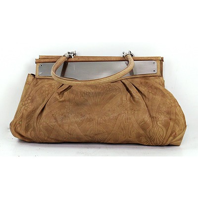 Liberty of London Tan Embossed Leather Hand Bag with Metal Details