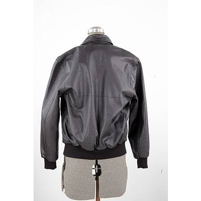Australian Made Dark Chocolate Air Force Leather Collared Bomber Jacket