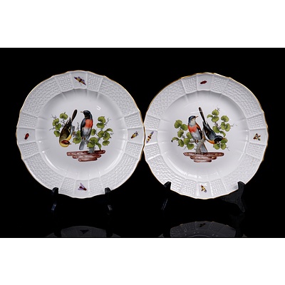 Two Meissen Hand Painted Avian Cabinet Plates