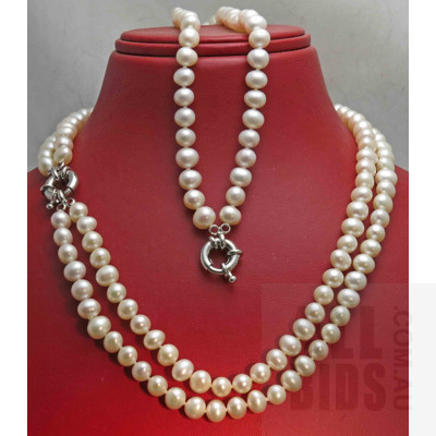 Freshwater Pearl Necklace & Bracelet Set