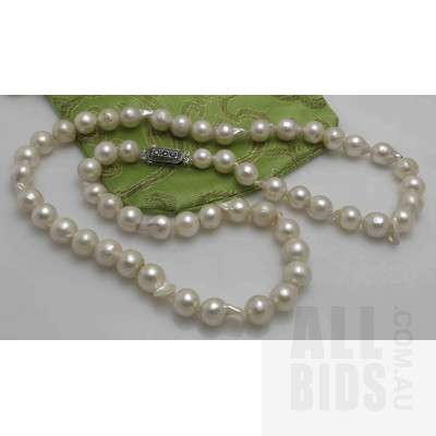Vintage Cultured Pearl Necklace with Marcasite-set Silver Clasp