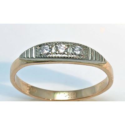 Russian 14ct Rose & White Gold Diamond Ring