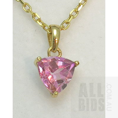 10ct Yellow Gold Pendant- set with Pink Topaz 6x6mm