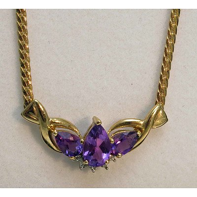 9ct Gold Natural Amethyst Necklace
