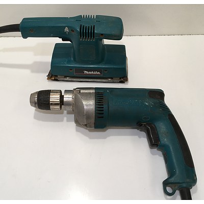 Makita 1/2 Inch Drill And Finishing Sander - Lot Of Two