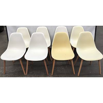 Cream And White Replica Eames Office Reception Chairs - Lot Of Eight