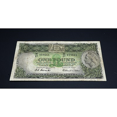 1953 Coombs Wilson Australian One Pound Banknote R33 HC27459661