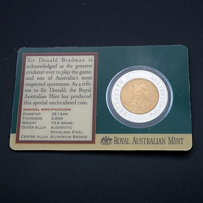 1996 RAM $5 Coin Australian Uncirculated Five Dollar Coin Card Bradman Commemorative