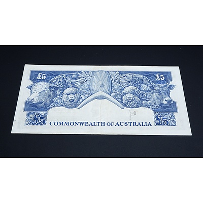 1960 Coombs Wilson Australian Five Pound Banknote R50 TC97534709