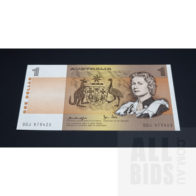$1 1977 Knight Stone Australian One Dollar Banknote R77 DDJ979428