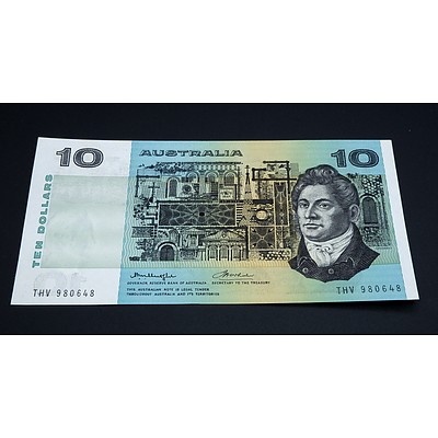 $10 1976 Knight Wheeler Australian Ten Dollar Banknote R306A THV980648