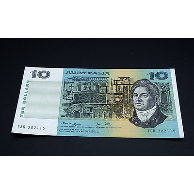 $10 1979 Knight Stone Australian Ten Dollar Banknote R307B TSR382115