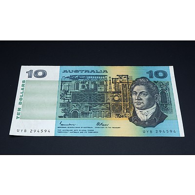 $10 1985 Johnston Fraser Australian Ten Dollar Banknote R309 UYB294594