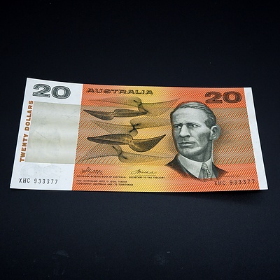 $20 1974 Phillips Wheeler Australian Twenty Dollar Banknote R405 XHC933377