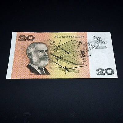 $20 1976 Knight Wheeler Australian Twenty Dollar Banknote R406B XUA539311