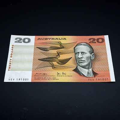 $20 1979 Knight Stone Australian Twenty Dollar Banknote R407B EV191001
