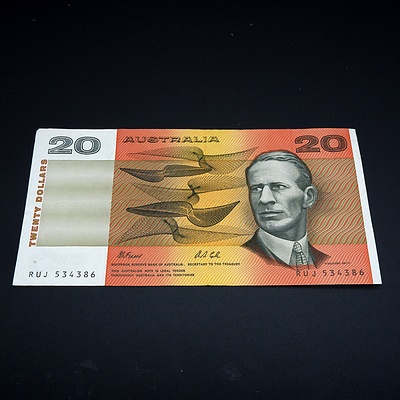 $20 1991 Fraser Cole Australian Twenty Dollar Banknote R413 RUJ534386