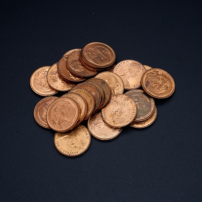 24 X 1c Mixed Vintage 24 X Australian One Cent Coins Loose