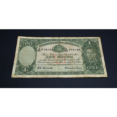 1952 Coombs Wilson Australian One Pound Banknote R32 X48779188