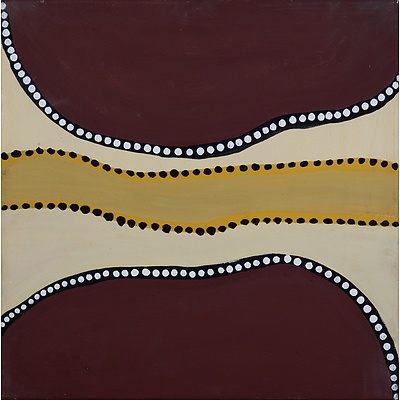 Yvonne Newry (born 1973, Miriwoong language group), Argument Gap, Natural Ochres and Pigments on Canvas, 45 x 45 cm