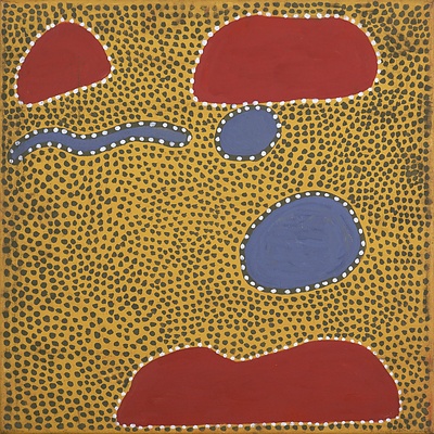 Daisy Bitting (born 1940, Jaminjung language group), Legune, Natural Ochres and Pigments on Canvas, 45 x 45 cm