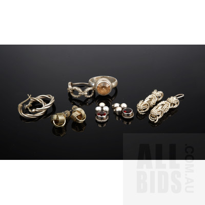 Collection of Sterling Silver Jewellery, Including Garnet, Pearl and More