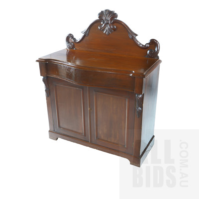 Victorian Mahogany Chiffonier with Carved Gallery Back Circa 1890s