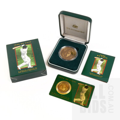 1996 Sir Donald Bradman $5 Coin and Proof Coin